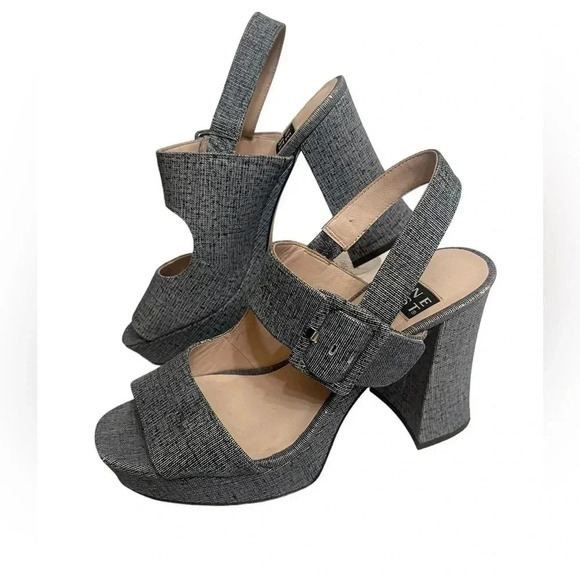 Nine West Denim Retro Platform Heeled Sandals Women’s size 9.5 - Picture 1 of 17